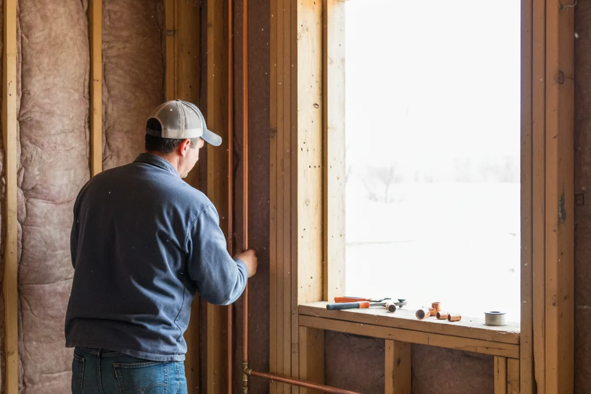 Licensed plumber running new copper supply lines in a Tuskegee home