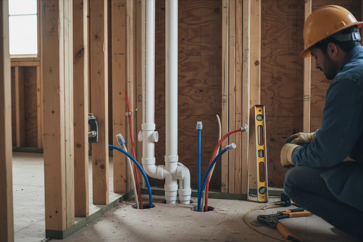 Drain and supply rough-in during Sump Pump Repair in Tuskegee