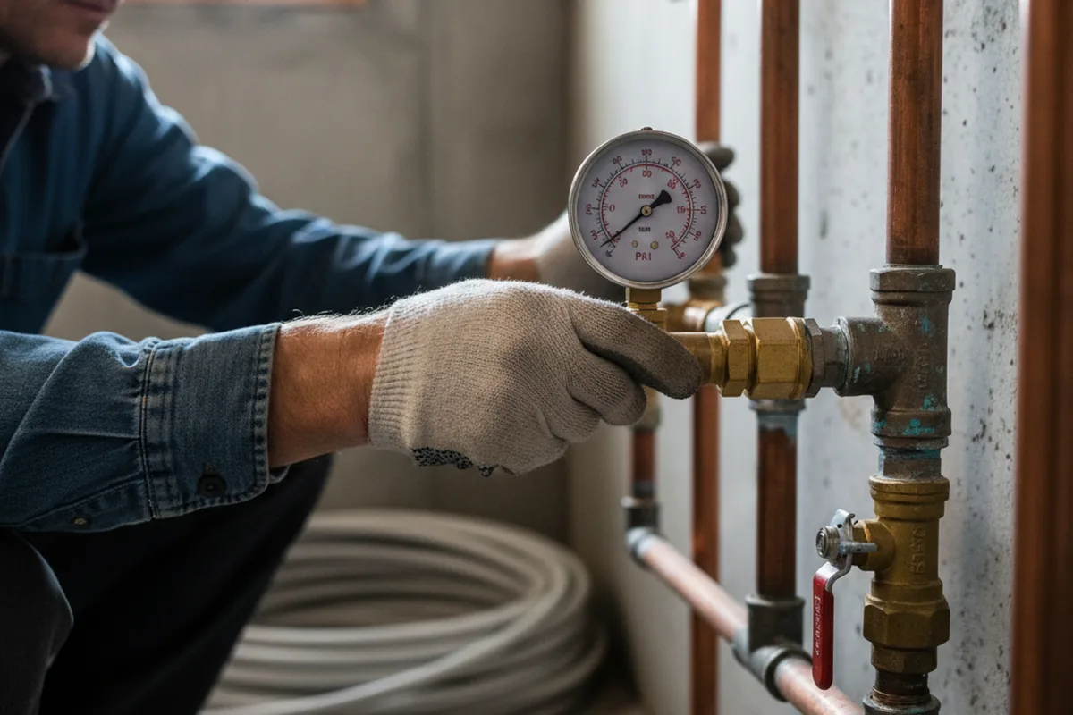 Pressure testing a repaired line during Water Line Repair in Tuskegee